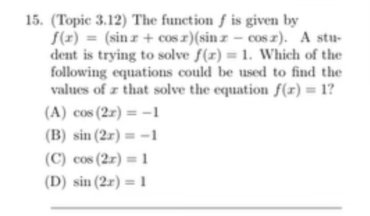 Solved (Topic 3.12) ﻿The function f ﻿is given by | Chegg.com