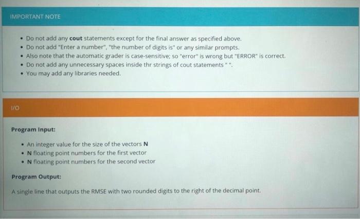 Solved Task - 2-D: Root Mean Square Error Calculation | Chegg.com