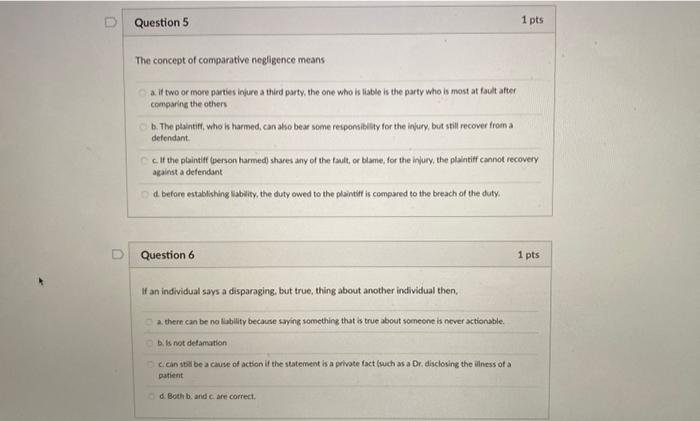Solved D Question 5 1 pts The concept of comparative | Chegg.com