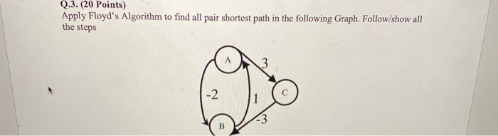 Solved 3 Apply Floyd’s Algorithm to find all pair shortest | Chegg.com