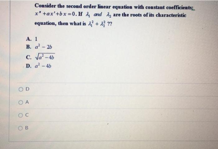 Solved Consider The Second Order Linear Equation With | Chegg.com