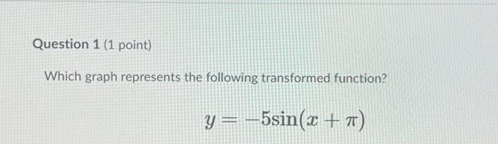 Solved Question 1 (1 point) Which graph represents the | Chegg.com