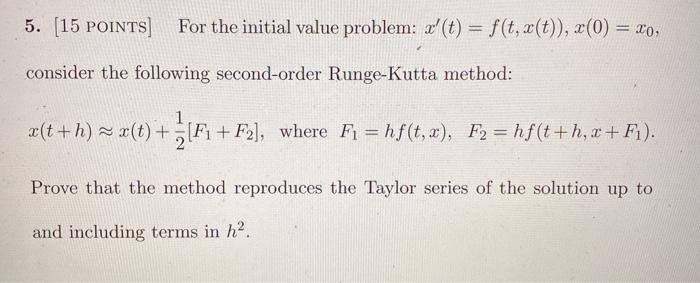 Solved 5 15 Points For The Initial Value Problem T Chegg Com