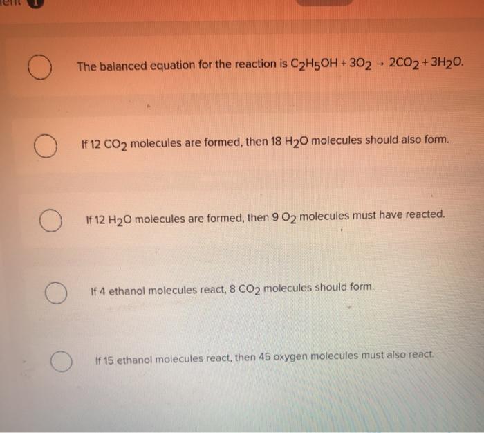 Solved When Ethanol C2h5oh A Component In Some Gasoline 9091