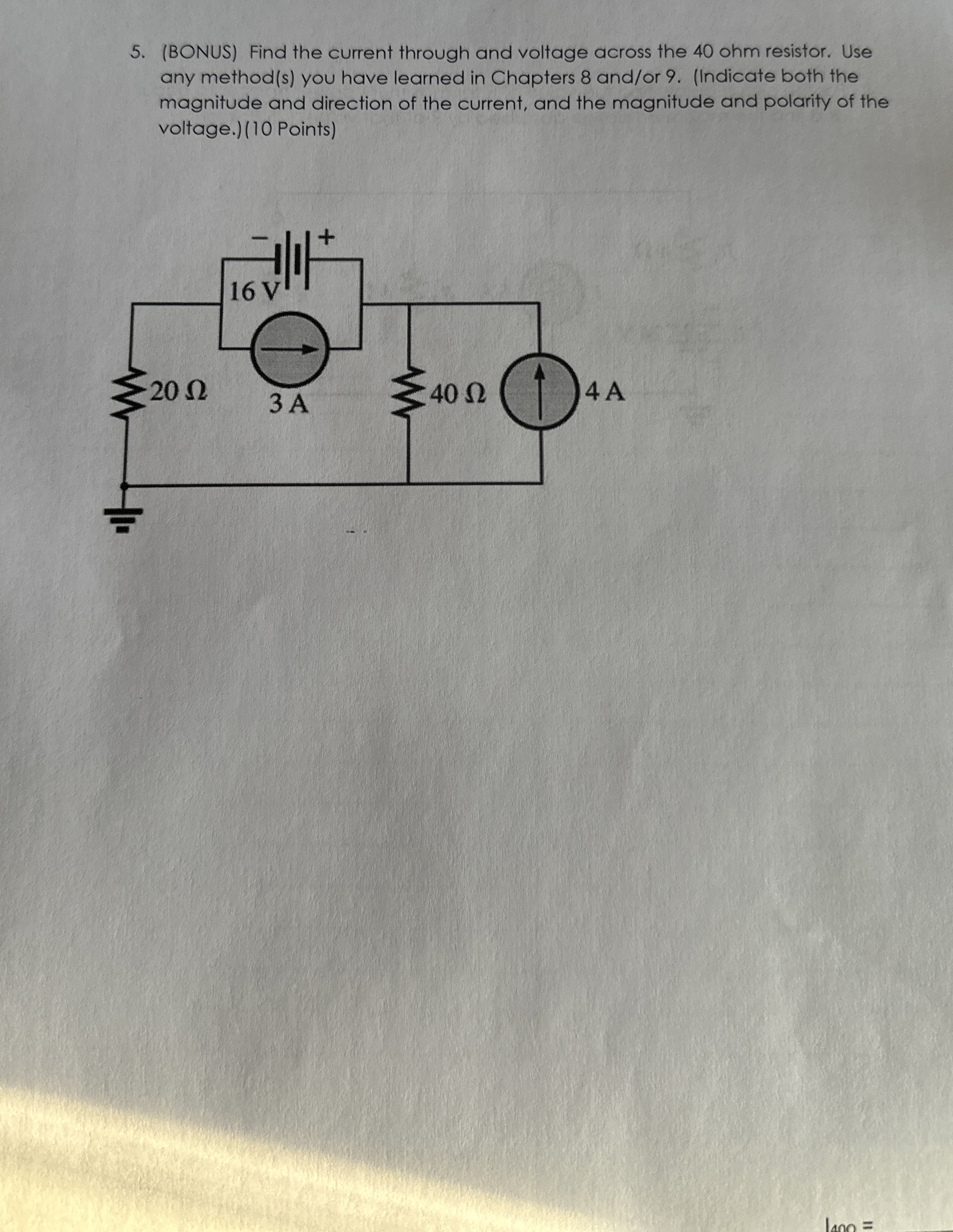 Solved (BONUS) ﻿Find the current through and voltage across | Chegg.com