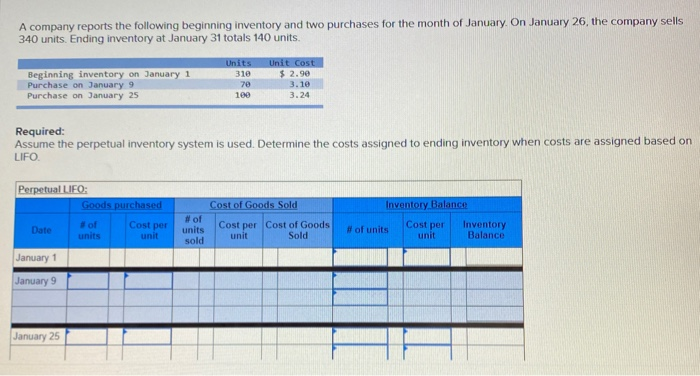 Solved A company reports the following beginning inventory | Chegg.com