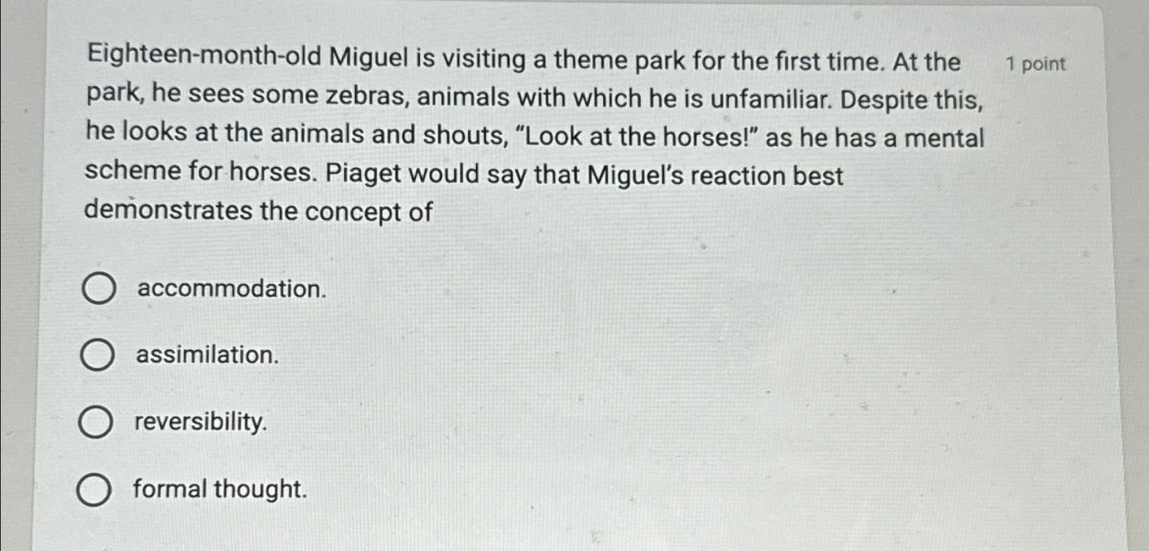 Solved Eighteen month old Miguel is visiting a theme park Chegg