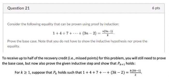 Solved Question 21 6 pts Consider the following equality | Chegg.com