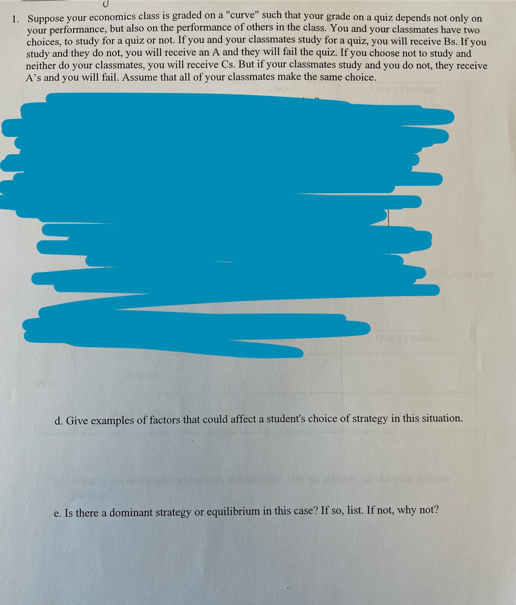 Solved Suppose your economics class is graded on a "curve" | Chegg.com