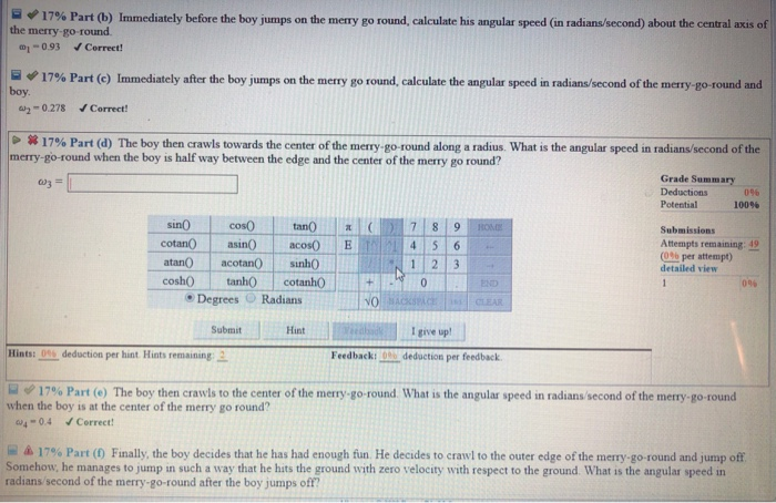 Solved (8%) Problem 17: A Merry-go-round Is A Playground | Chegg.com