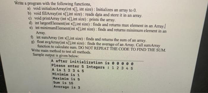 Solved Write a program with the following functions, a) void | Chegg.com