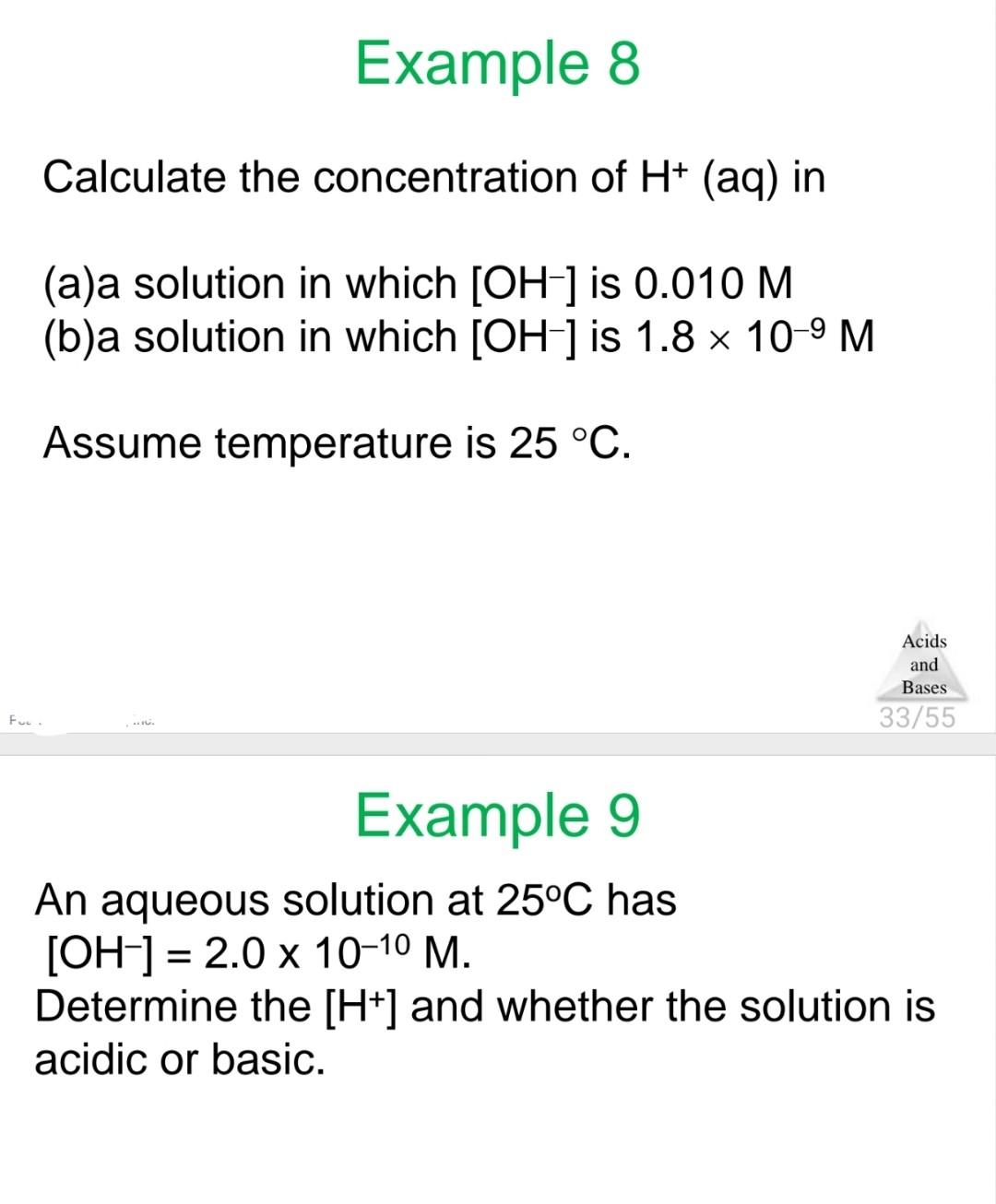 Solved Calculate the concentration of H+(aq) in (a)a