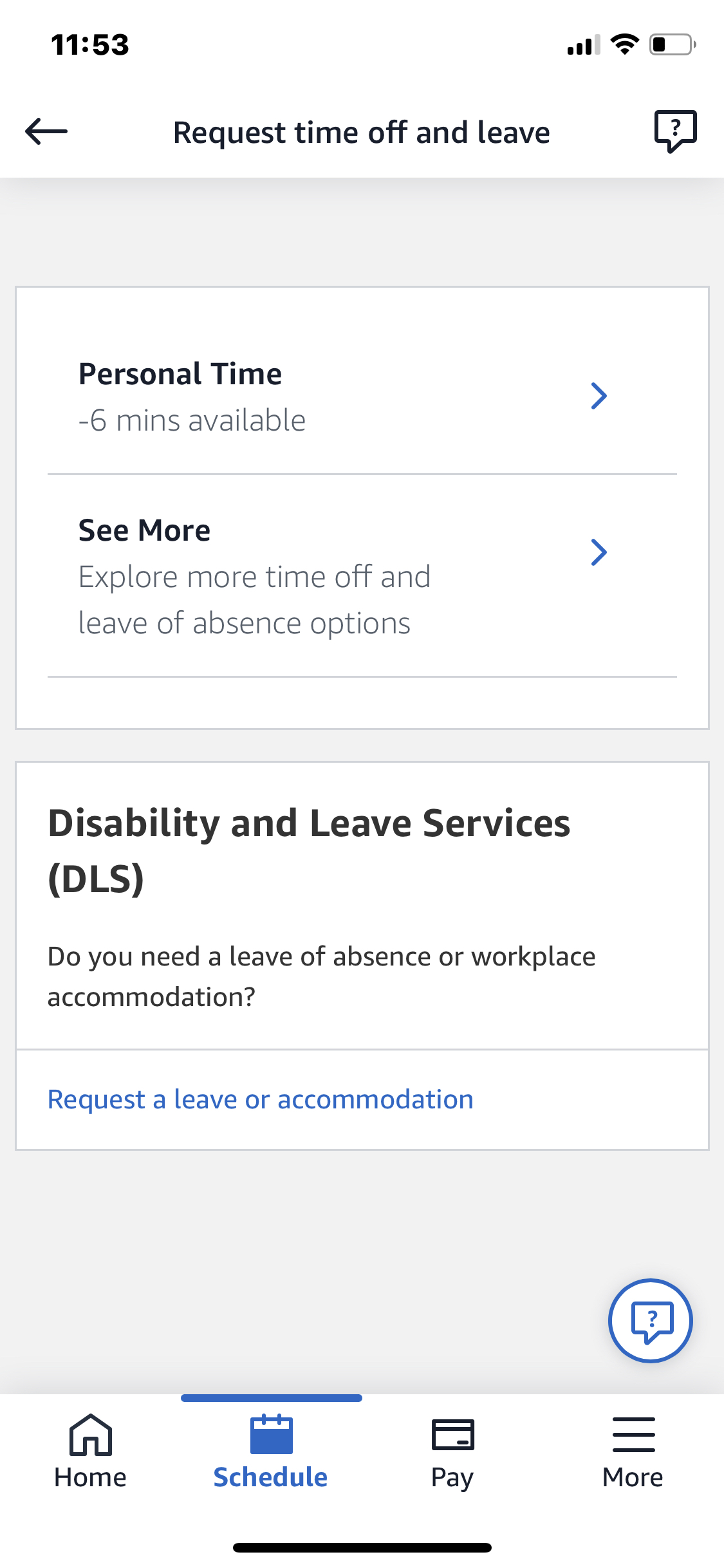 Solved 11:53Request time off and leave?Personal Time-6 ﻿mins | Chegg.com