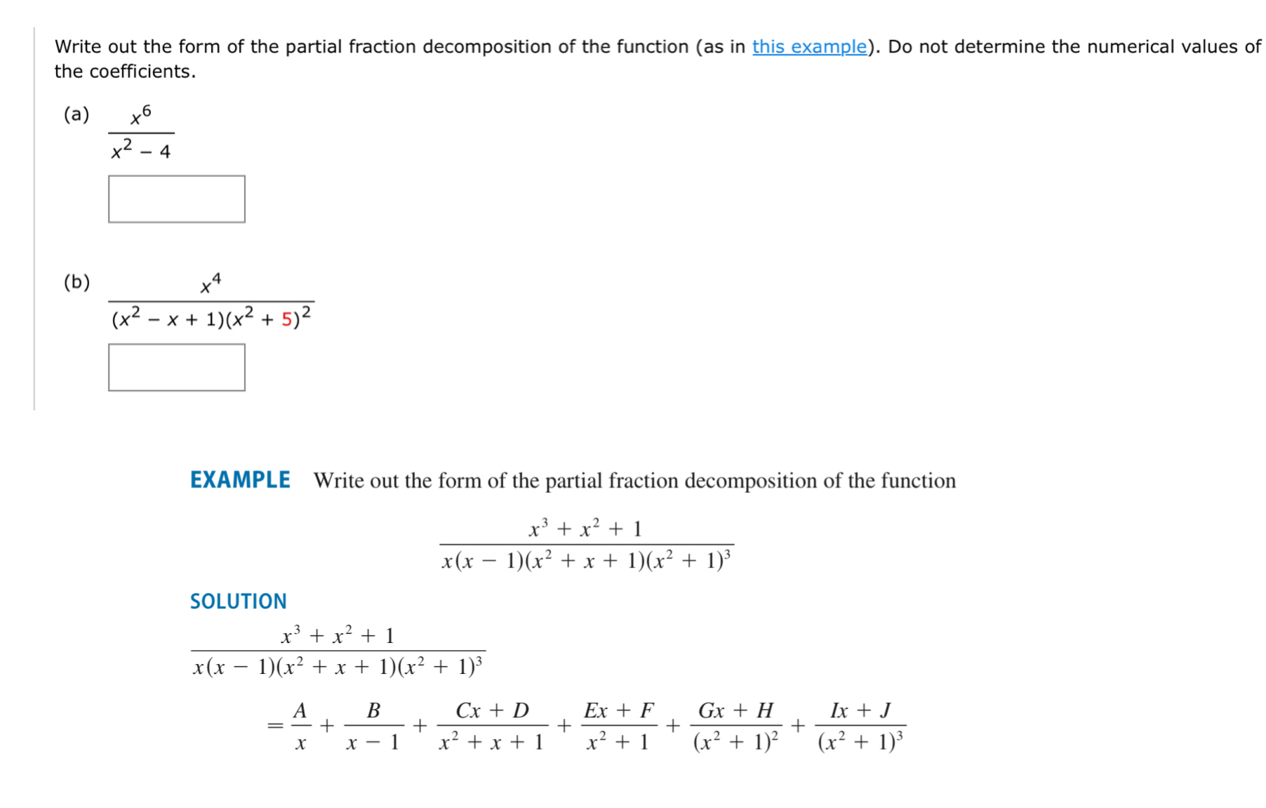 Write out the form of the partial fraction | Chegg.com