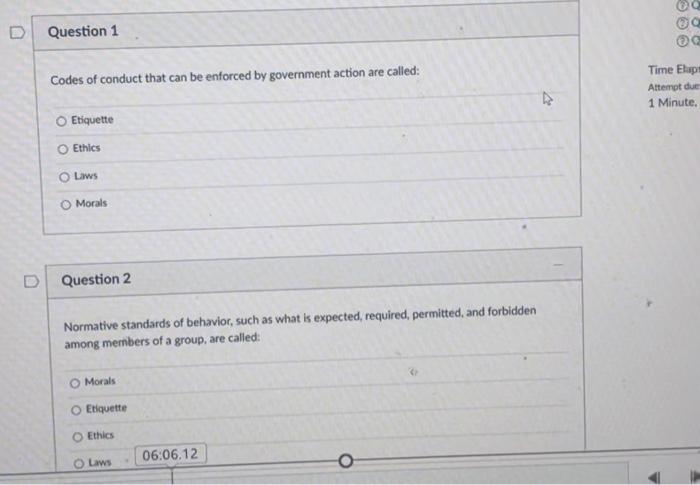 Codes of conduct that can be enforced by government | Chegg.com