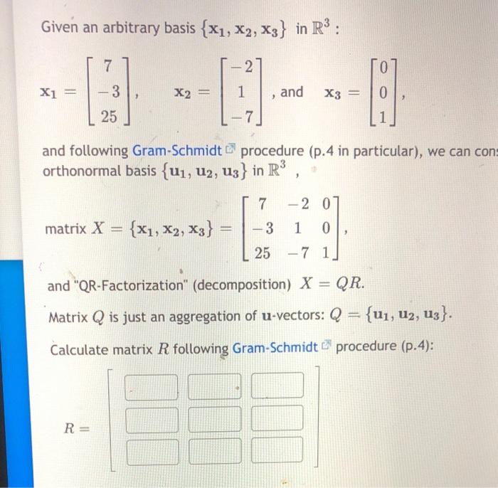 Solved Given an arbitrary basis {x1, X2, X3} in R3 : 7 - 2 2 | Chegg.com