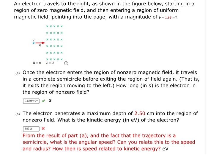 Solved An electron travels to the right, as shown in the