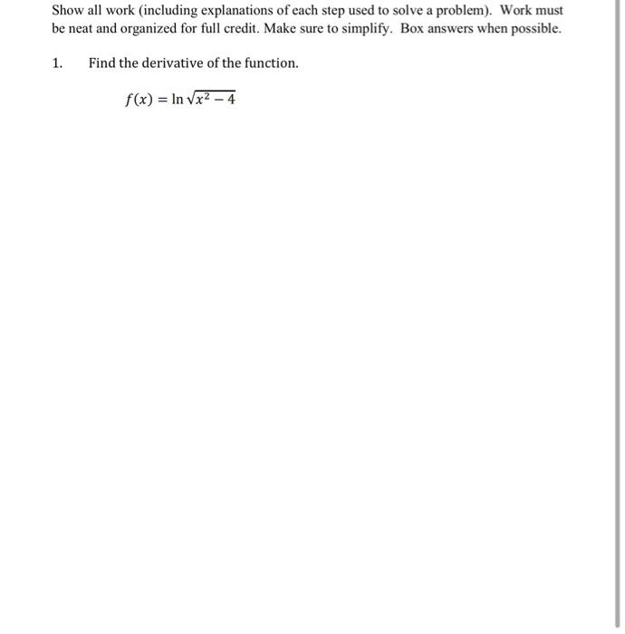 Solved Show all work (including explanations of each step | Chegg.com
