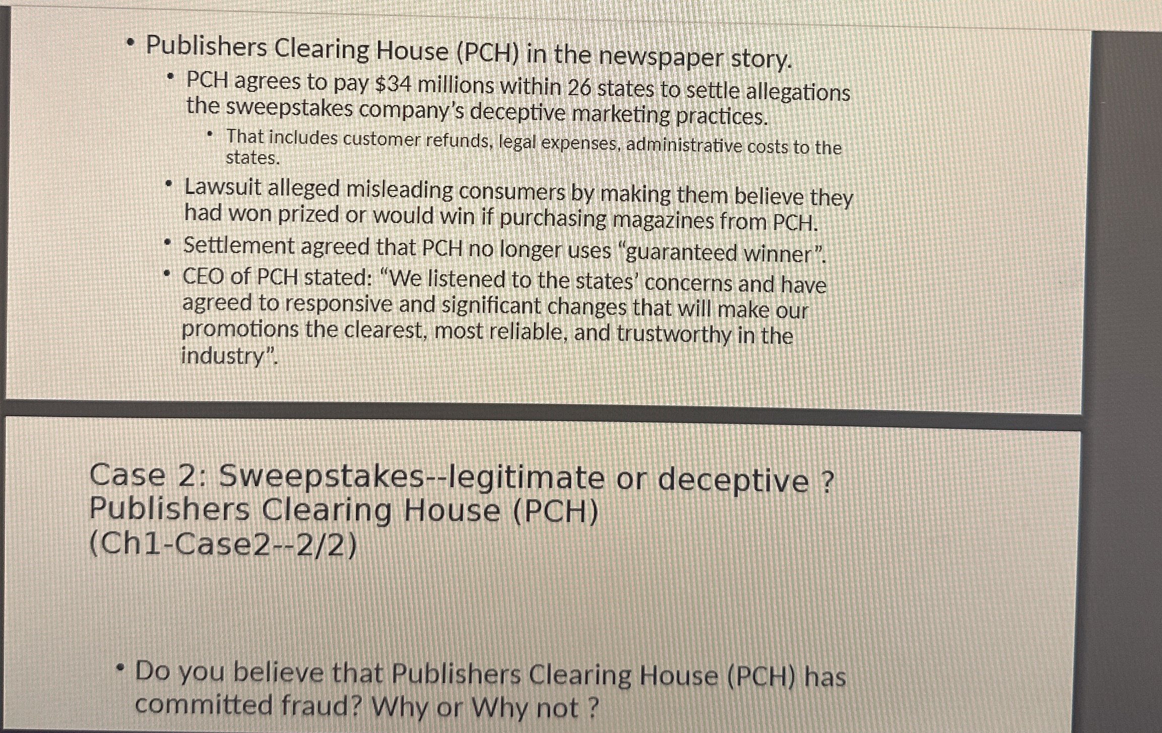 Solved Publishers Clearing House (PCH) ﻿in the newspaper | Chegg.com