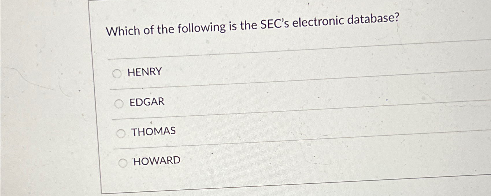 Solved Which of the following is the SEC's electronic | Chegg.com