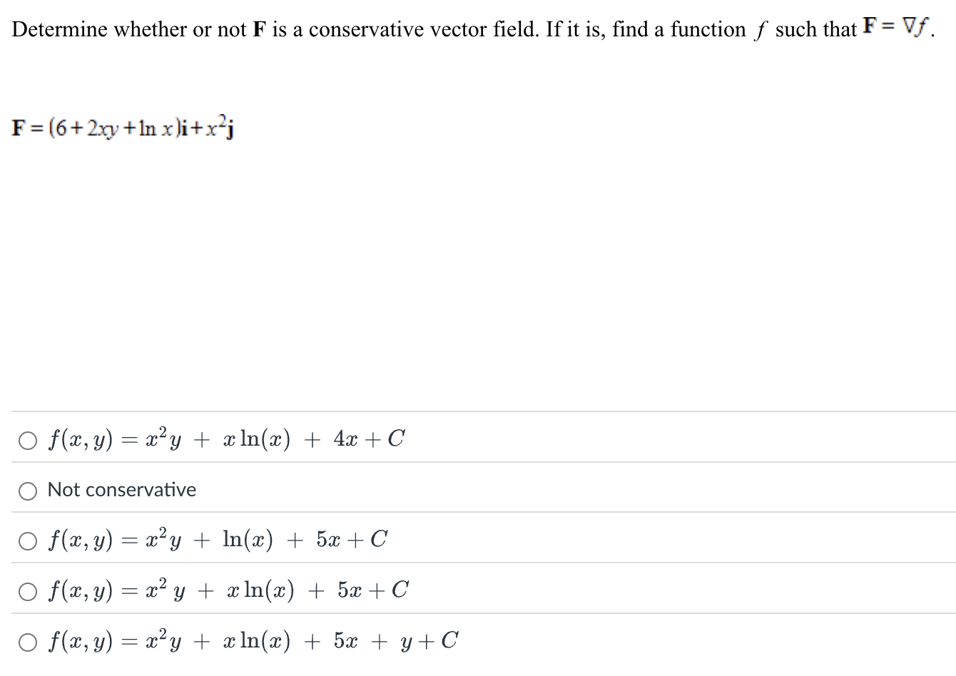 Determine Whether Or Not F Is A Conservative Vector Field