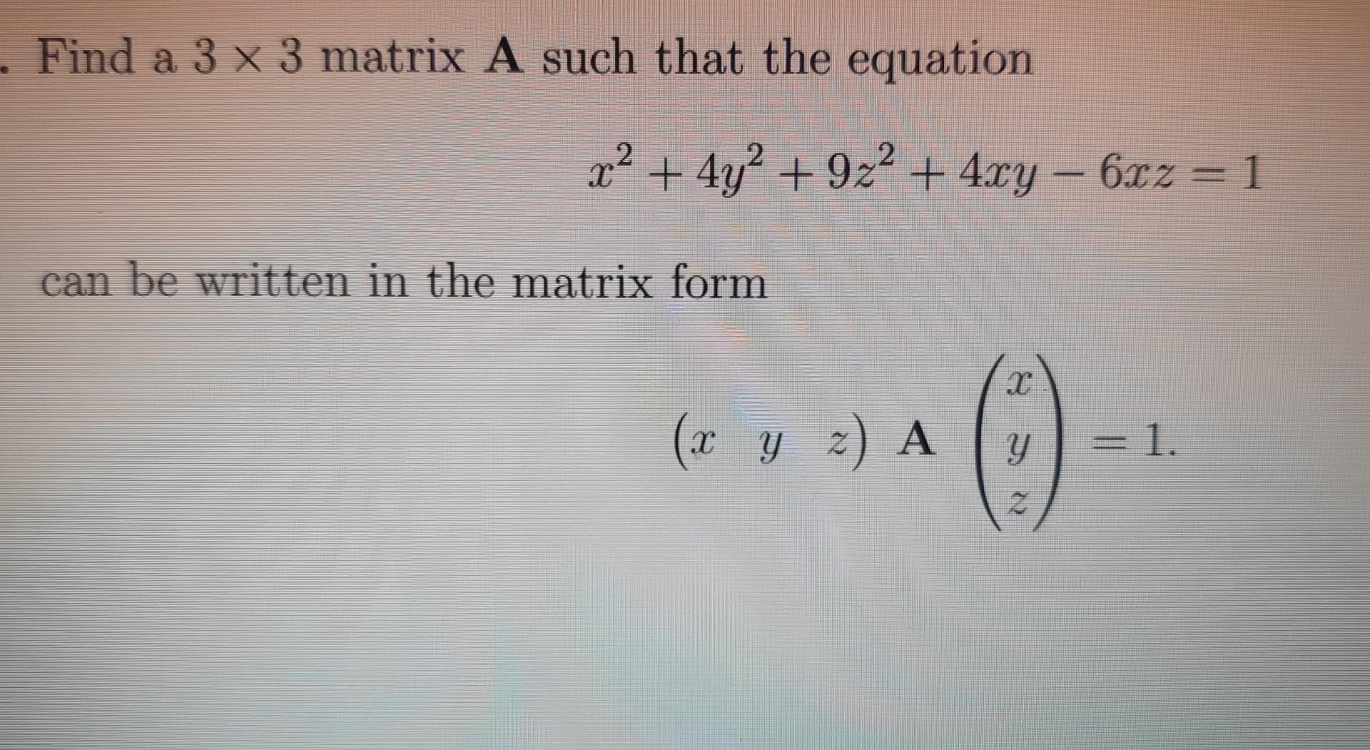 matrix a x 3 2 1 y 4