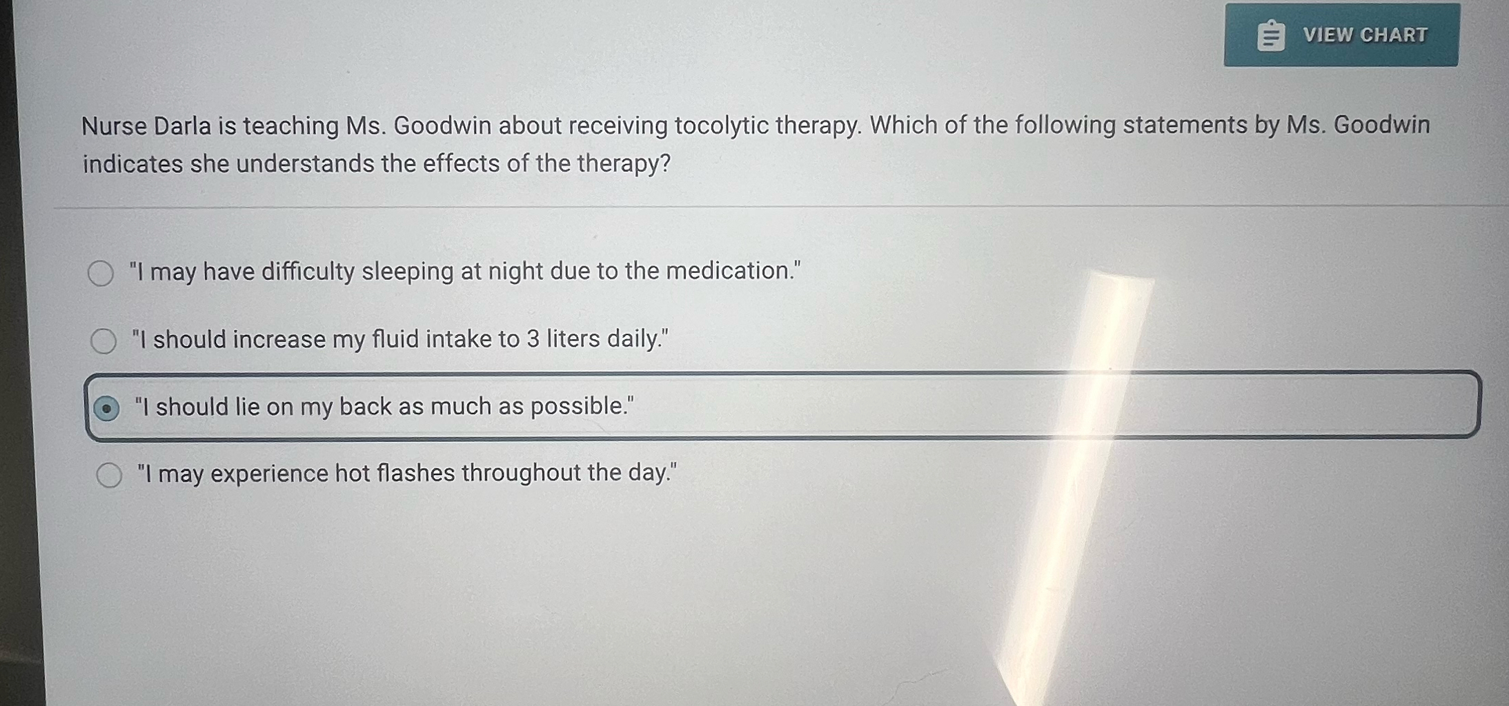 Solved Nurse Darla is teaching Ms. ﻿Goodwin about receiving | Chegg.com
