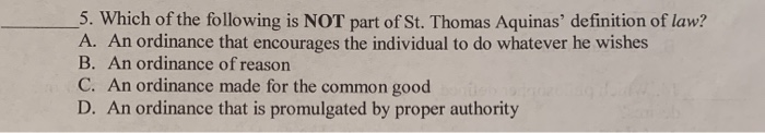 Solved 5 Which Of The Following Is Not Part Of St Thoma Chegg Com