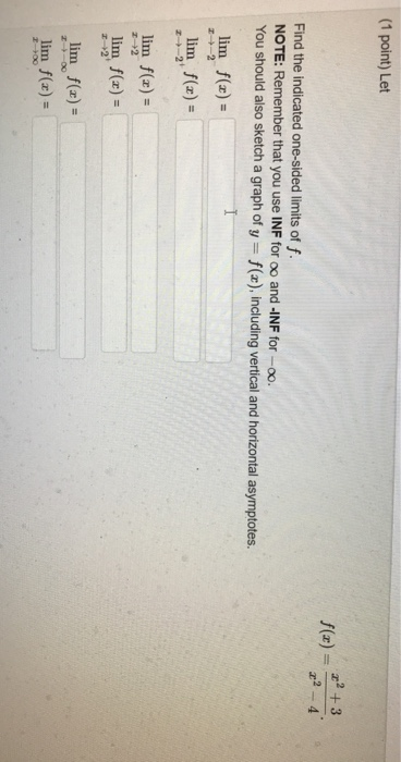 Solved (1 Point) Let 1(a) = 0 +3 2-4 Find The Indicated | Chegg.com