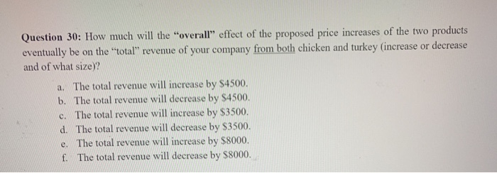 Solved Question 30: How much will the "overall" effect of | Chegg.com