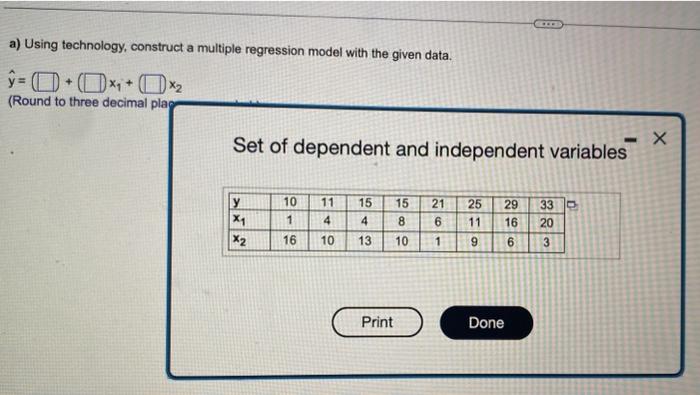 Solved Use the accompanying set of dependent and independent | Chegg.com