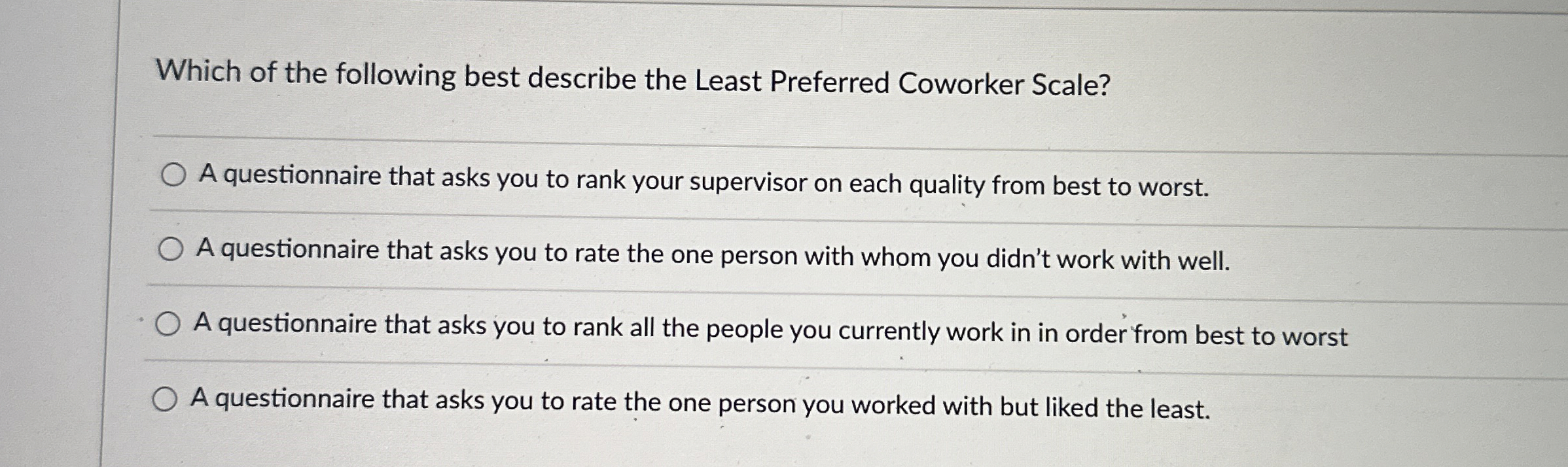 Solved Which of the following best describe the Least | Chegg.com