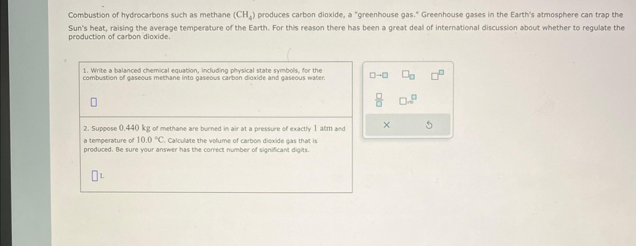 Solved Combustion of hydrocarbons such as methane (CH4) | Chegg.com