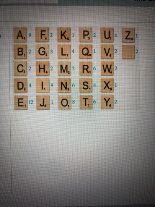 Solved A Game Of Scrabble Has 100 Tiles As Shown To The Chegg Com