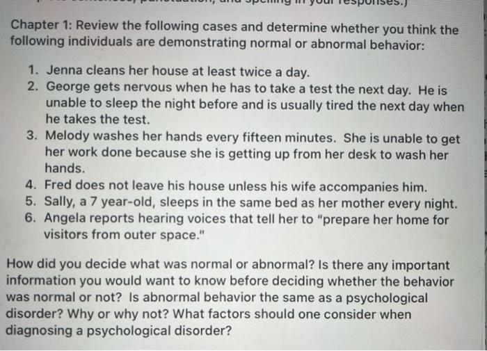 Solved Chapter 1: Review the following cases and determine | Chegg.com
