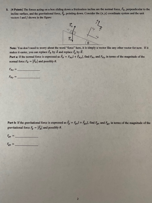 Solved 3. [4 Points) The forces acting on a box sliding down | Chegg.com