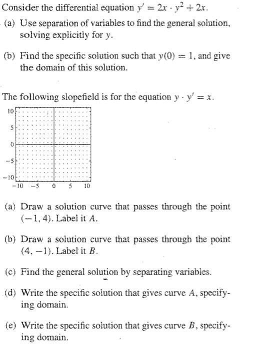 Solved Consider the differential equation y' = 2x + y2 + 2x. | Chegg.com