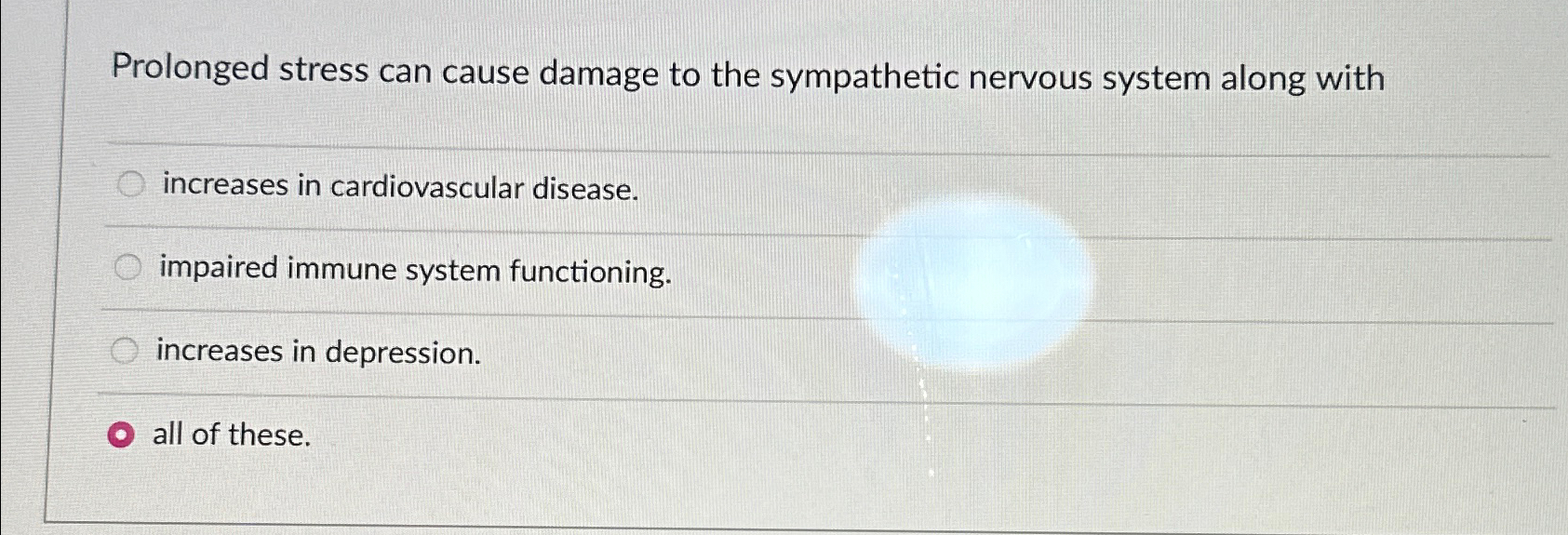 Solved Prolonged stress can cause damage to the sympathetic | Chegg.com