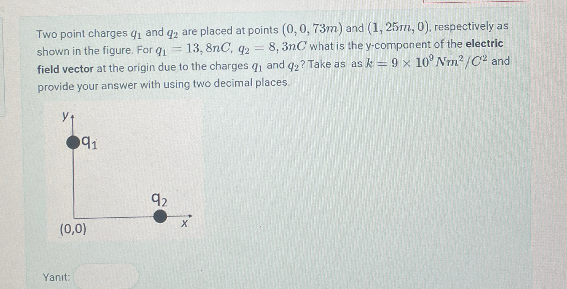 Solved Two point charges q1 ﻿and q2 ﻿are placed at points | Chegg.com