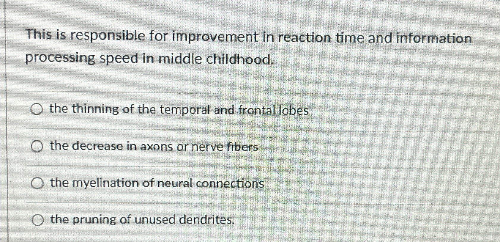 Information processing outlet in middle childhood