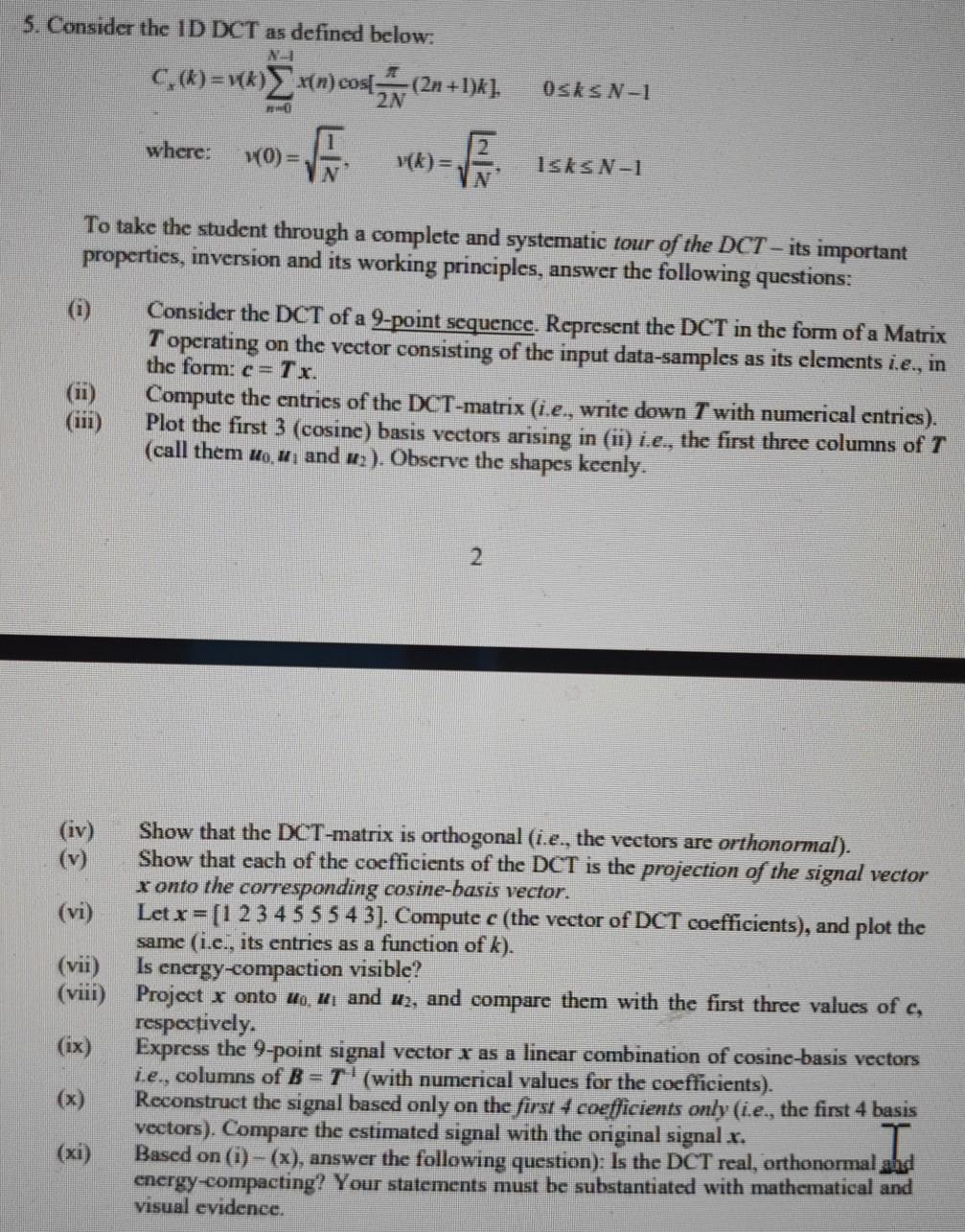 5 Consider The Id Dct As Defined Below Osksn 1 Chegg Com