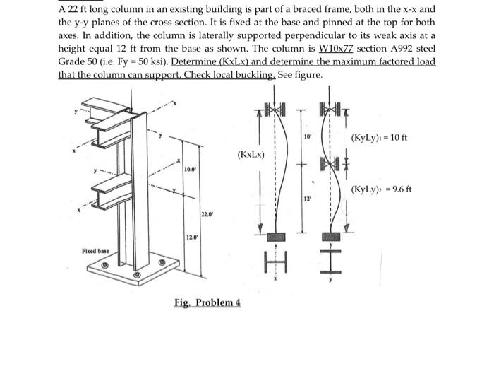 Solved A 22ft long column in an existing building is part of | Chegg.com