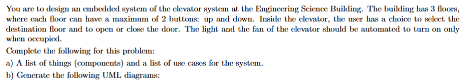 You are to design an embedded system of the elevator | Chegg.com