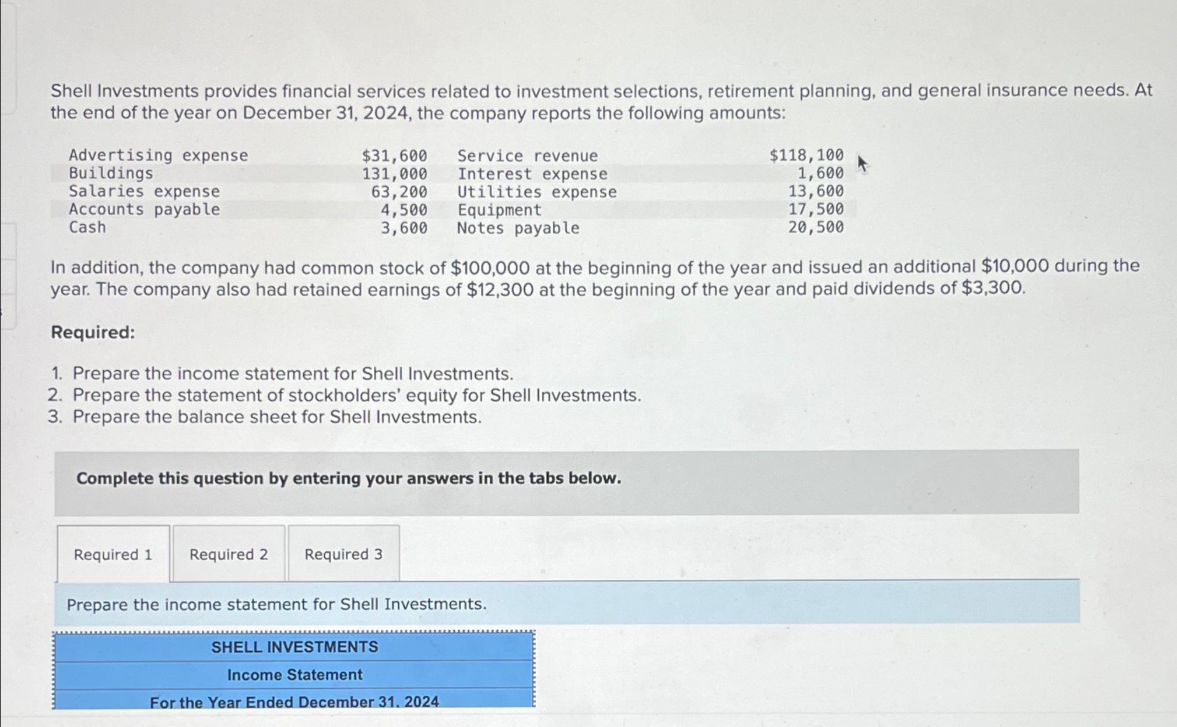 Solved Shell Investments Provides Financial Services Related