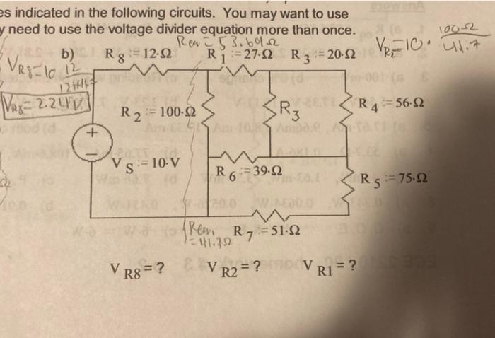 Solved Use Voltage divider concepts to find the voltages | Chegg.com