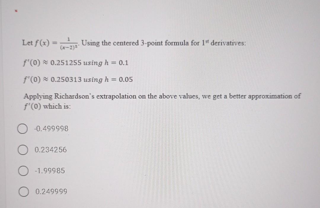 Solved Let f(x) Using the centered 3-point formula for 1st | Chegg.com
