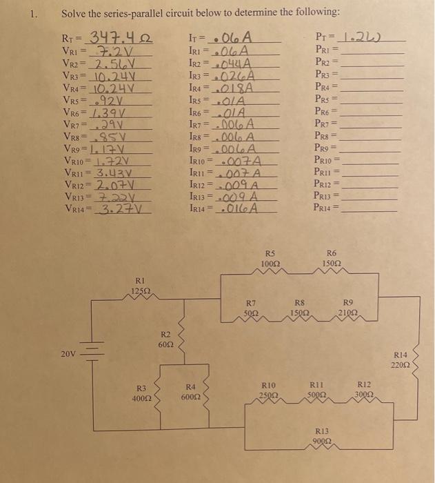 Solved 1. Solve The Series-parallel Circuit Below To | Chegg.com