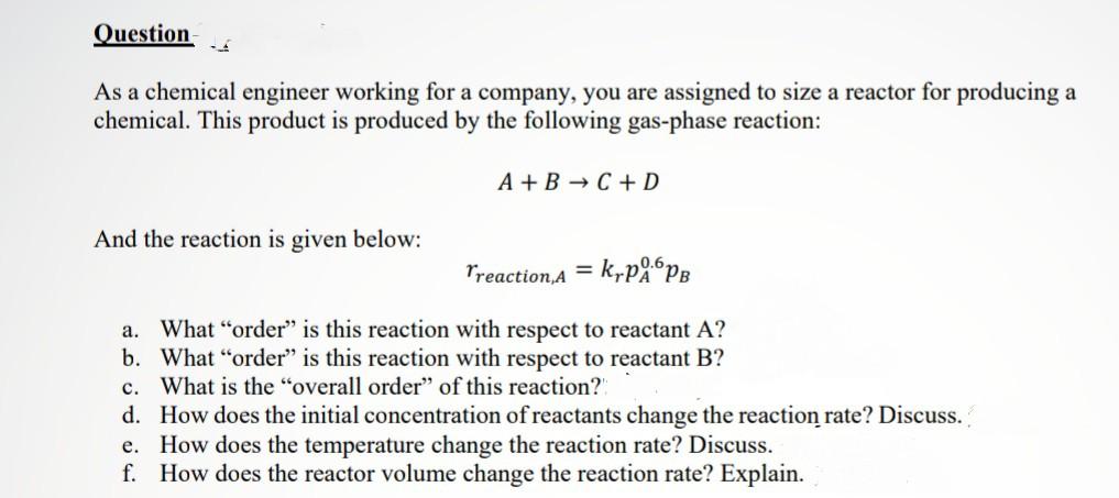 Solved As a chemical engineer working for a company, you are | Chegg.com