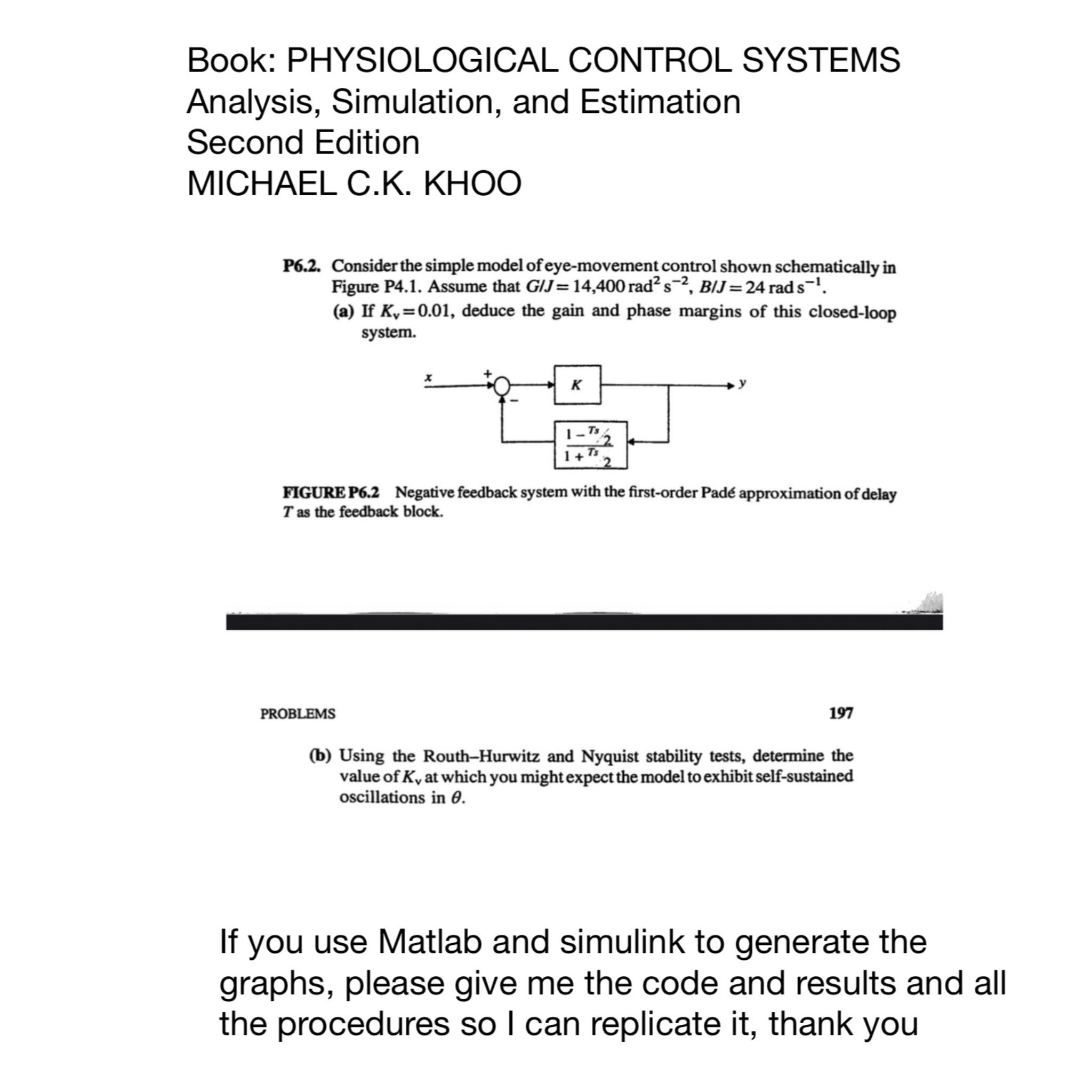 Solved Book: PHYSIOLOGICAL CONTROL SYSTEMS Analysis, | Chegg.com