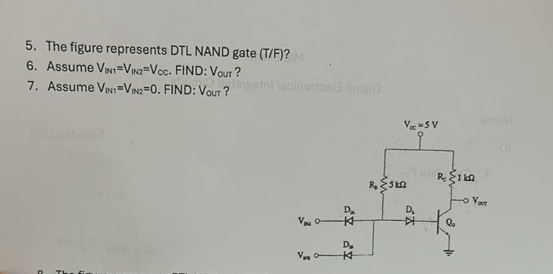 Solved The figure represents DTL NAND gate (TF) ?Assume | Chegg.com